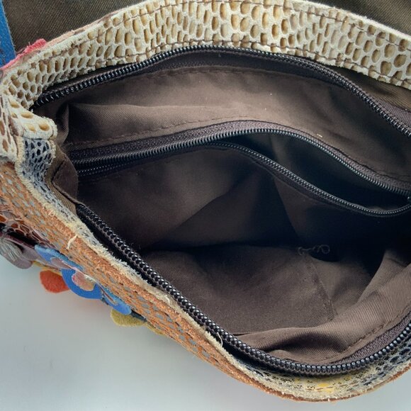 AmeriLeather Patchwork Flower Handbag Shoulder Strap Crossbody - Picture 3 of 8
